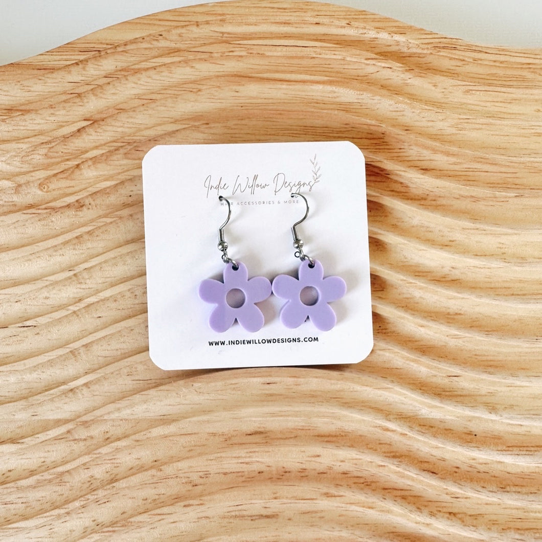Small Purple Daisy Earrings
