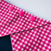 Load image into Gallery viewer, Reversible Pink Gingham/Navy Neck Scarf
