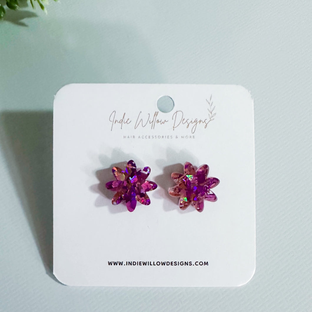 Glitter Flower Earrings