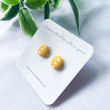 Load image into Gallery viewer, Mustard Polka Dot Button Earrings
