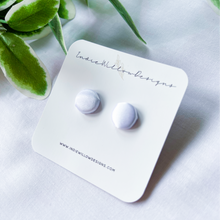 Load image into Gallery viewer, White Satin Button Earrings
