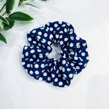 Load image into Gallery viewer, Navy/White Dot Scrunchie
