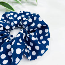 Load image into Gallery viewer, Navy/White Dot Scrunchie
