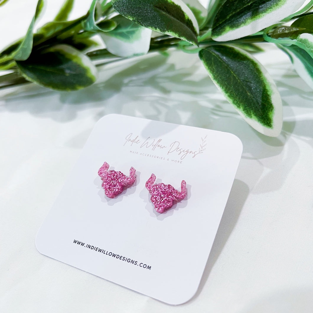 Pink Longhorn Earrings