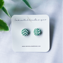 Load image into Gallery viewer, Boho Green Button Earrings
