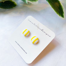 Load image into Gallery viewer, Yellow Striped Button Earrings

