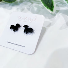 Load image into Gallery viewer, Black Matte Dachshund Earrings
